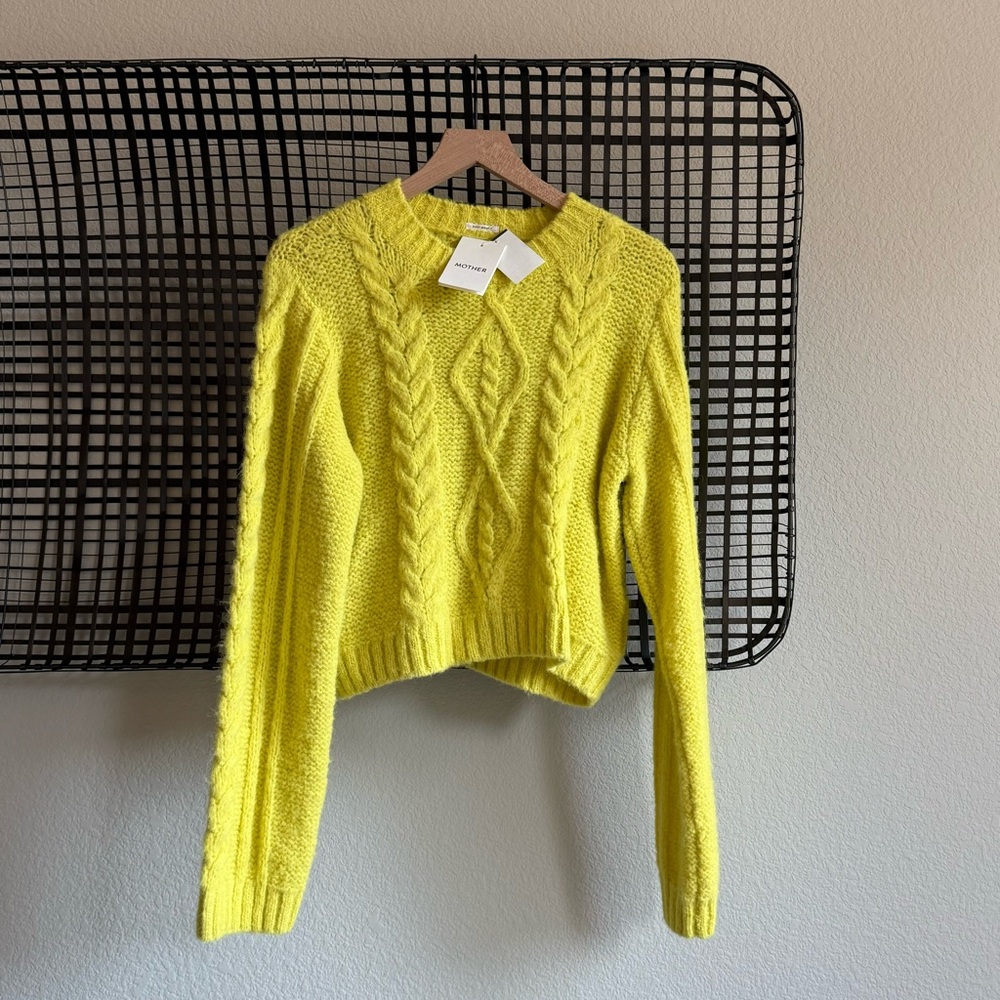 Mother Extended Sleeve Crop Cable Sweater Sz Small Color Highlight of My Life